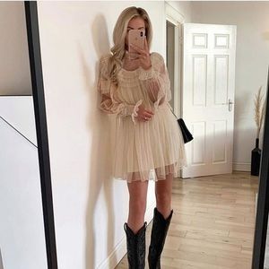 Zara Tulle Long Sleeve Mini Dress Blogger Favorite